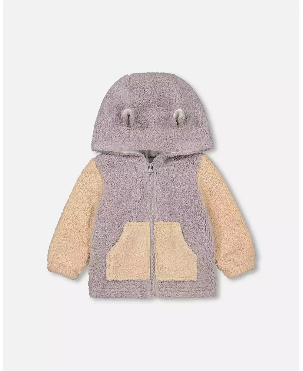 Deux Par Deux infant hooded sherpa jacket