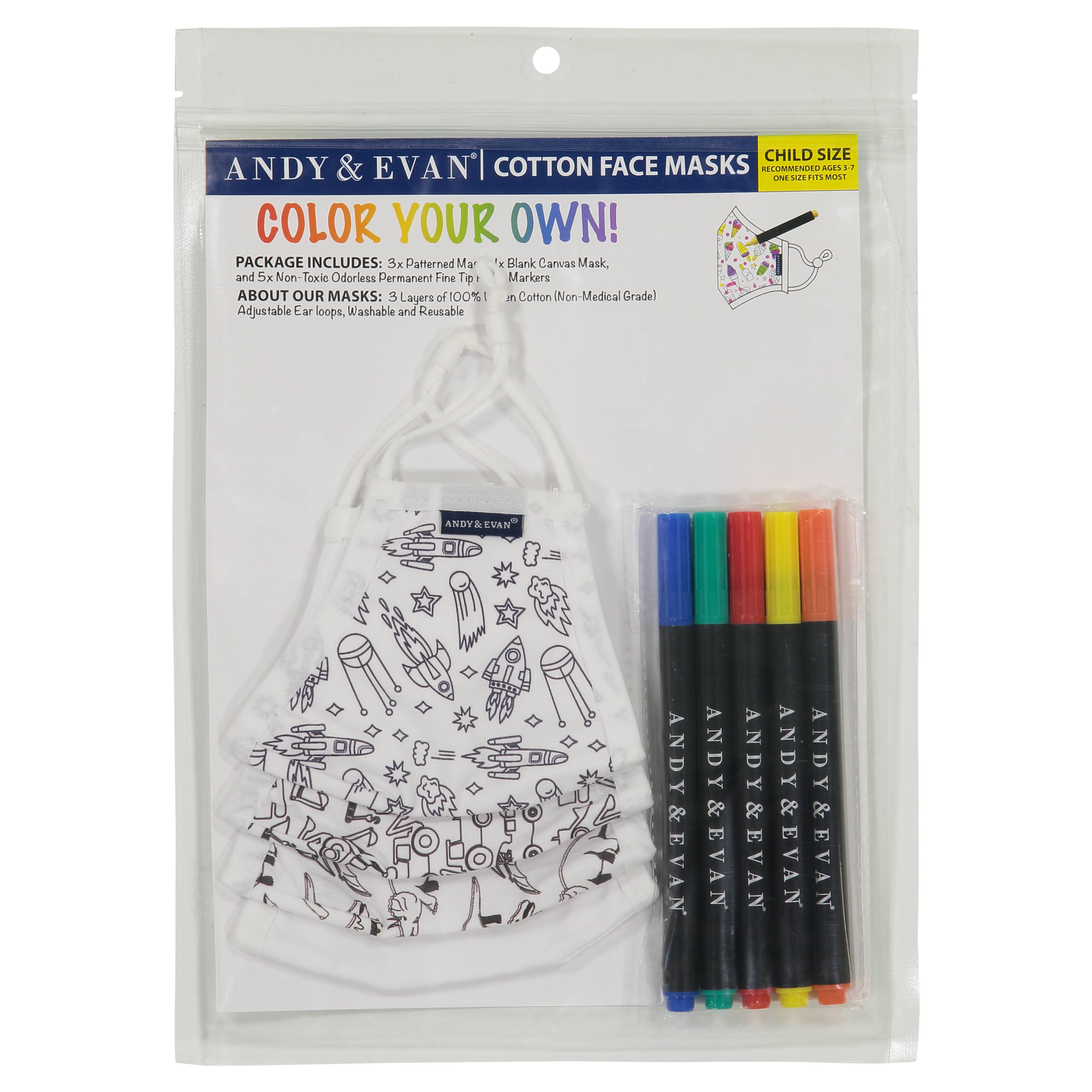 Andy Evan kids color your own face masks pack of 4 The