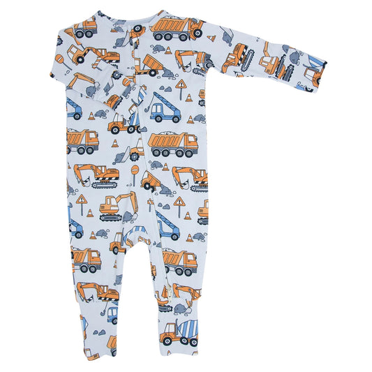 Sweet Bamboo infant boy construction print romper