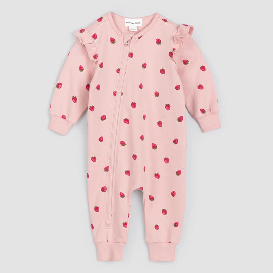 Miles the Label infant girl strawberry print romper