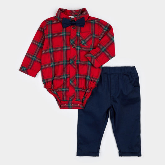 Petit Lem infant boy plaid flannel 3-piece set