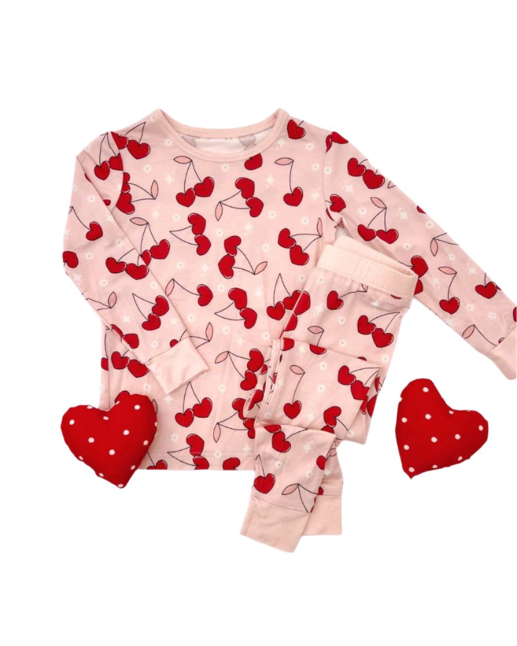 Lucky Panda Kids girls cherry heart pajamas