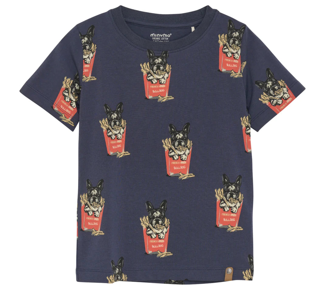 Minymo kids french bulldog printed tee