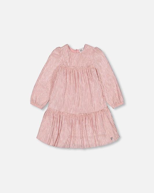 Deux Par Deux girls tiered metallic thread dress