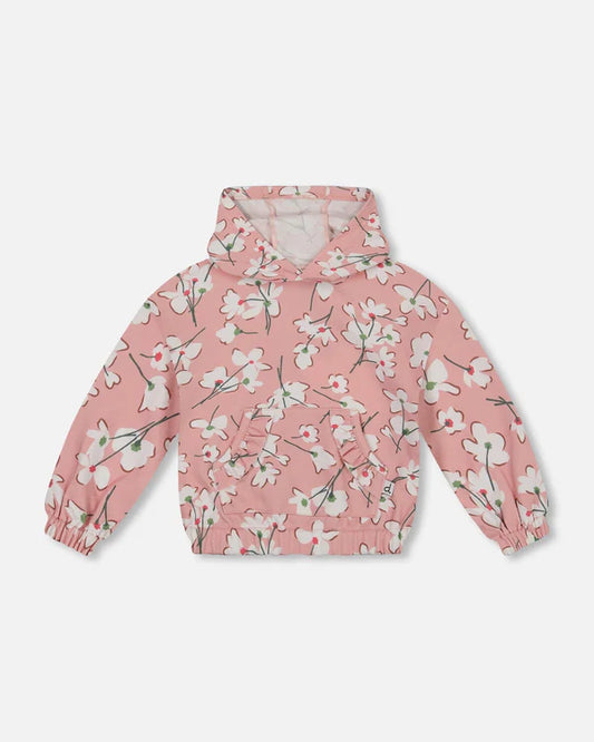 Deux Par Deux girls floral hooded sweatshirt