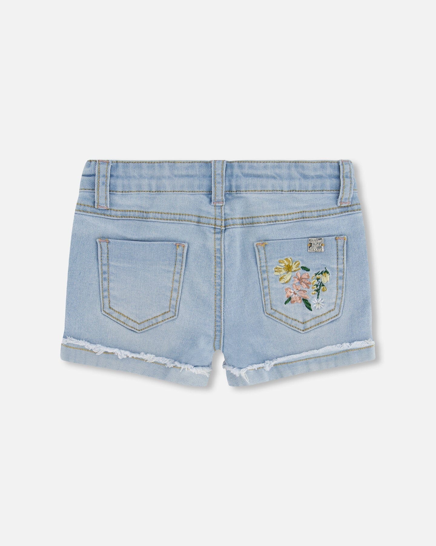 Deux Par Deux girls floral embroidered denim shorts