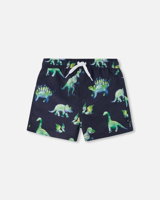 Deux Par Deux infant & boys dinosaur print boardshorts