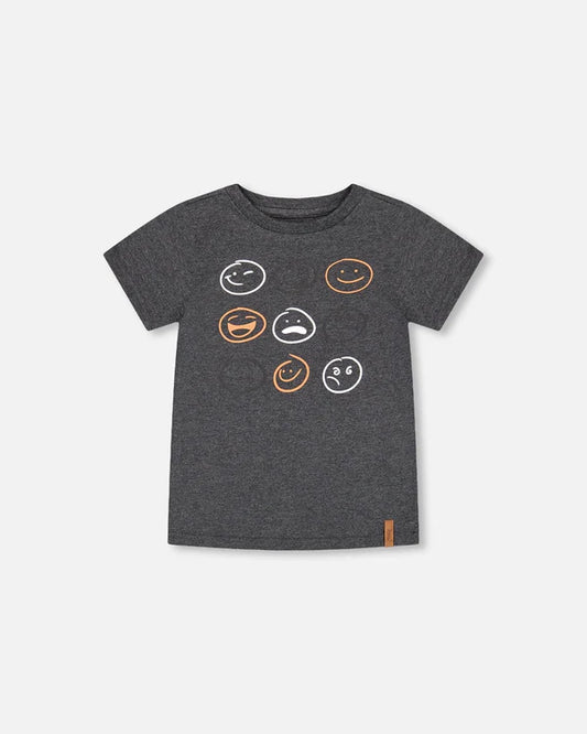 Deux Par Deux kids smiley face graphic tee