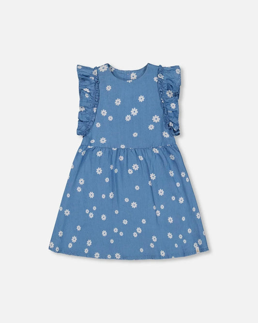 Deux Par Deux girls floral chambray dress