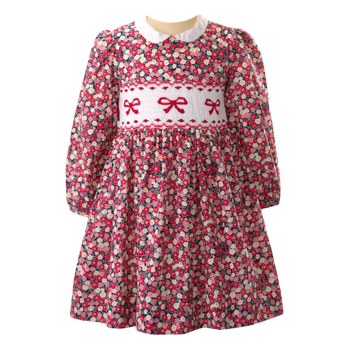 Rachel Riley girls bow smocked dress