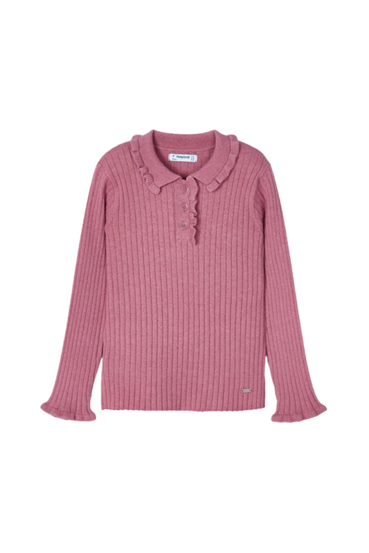 Mayoral girls ribbed long sleeve polo