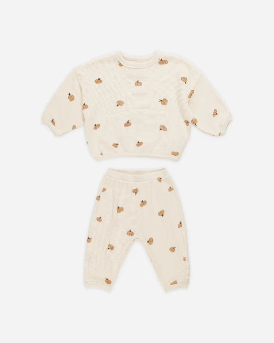 Quincy Mae infant & toddler pumpkins waffle slouch set