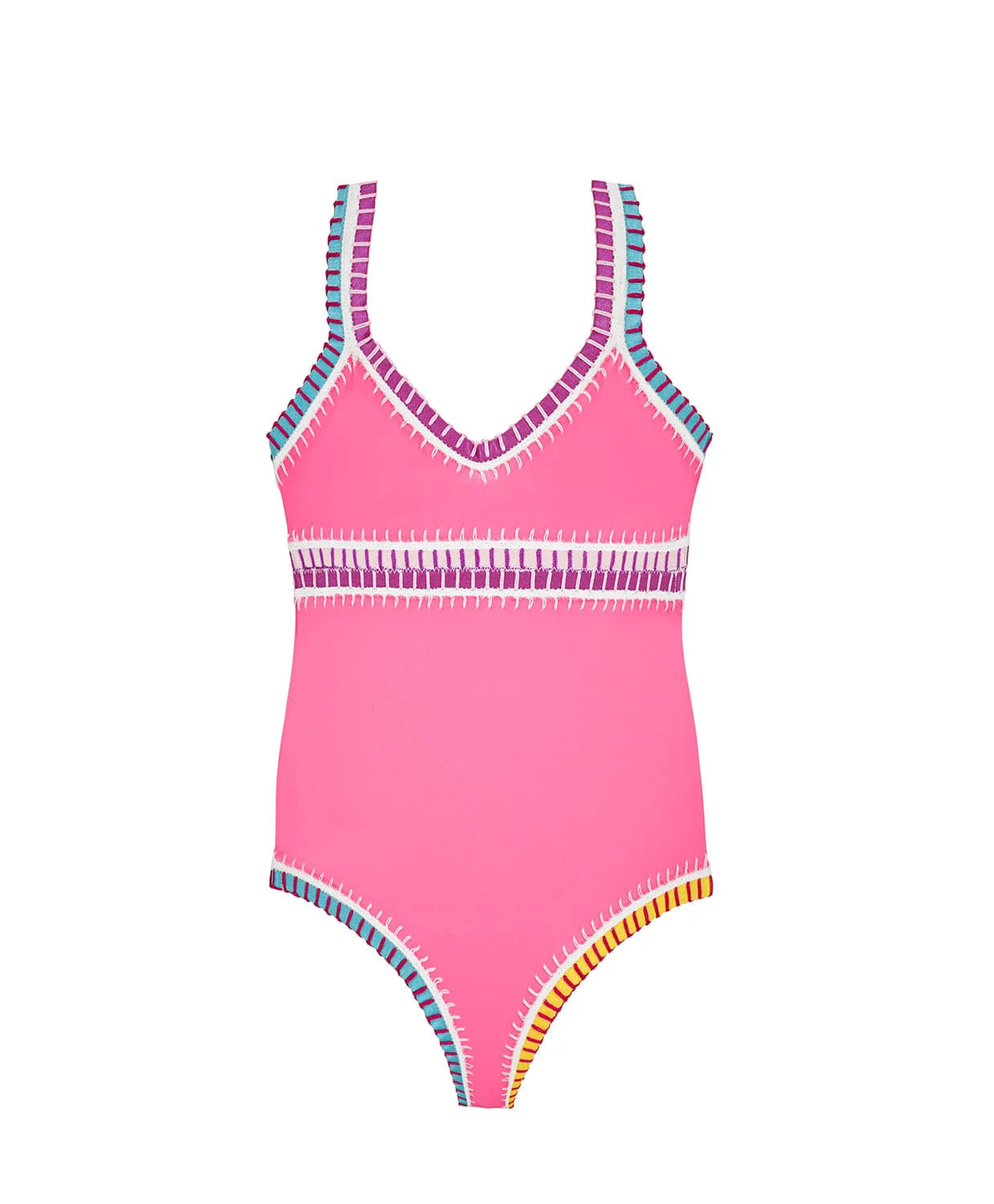 PQ Swim girls rainbow embroidered swimsuit