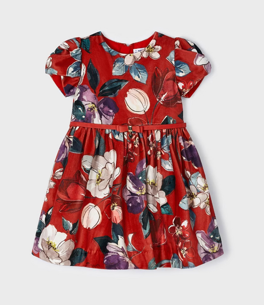 Mayoral girls floral velvet dress