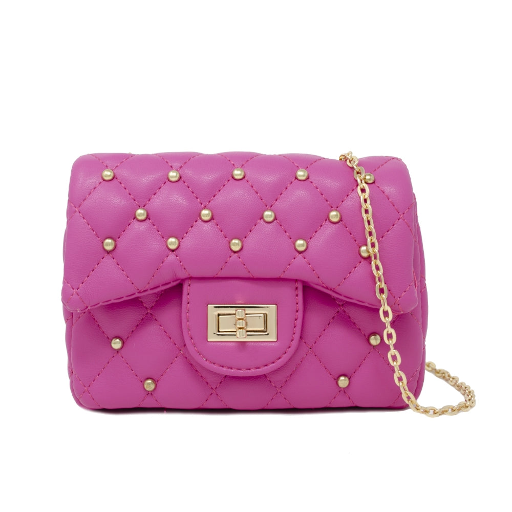 Tiny Treats quilted stud mini bag