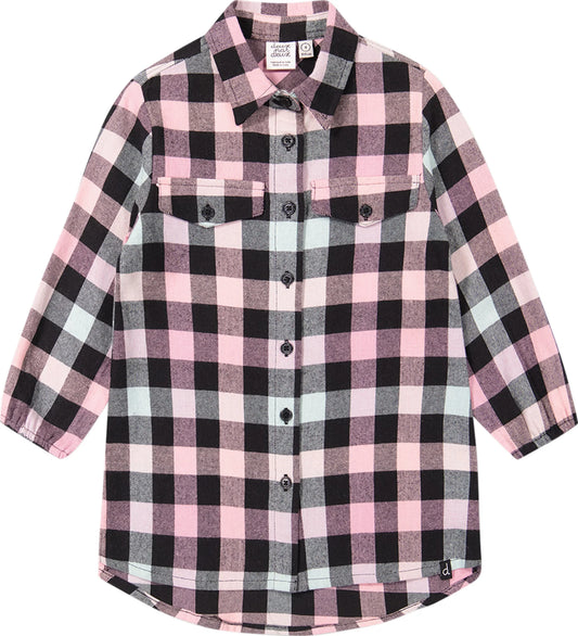 Deux Par Deux girls plaid long flannel shirt