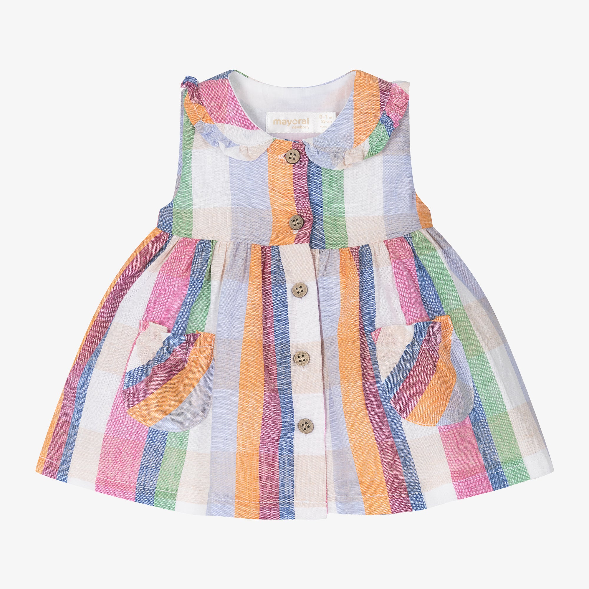 Mayoral infant girl stripe linen dress