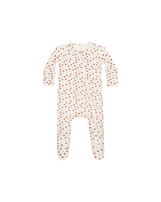 Quincy Mae infant bamboo zip footie valentines