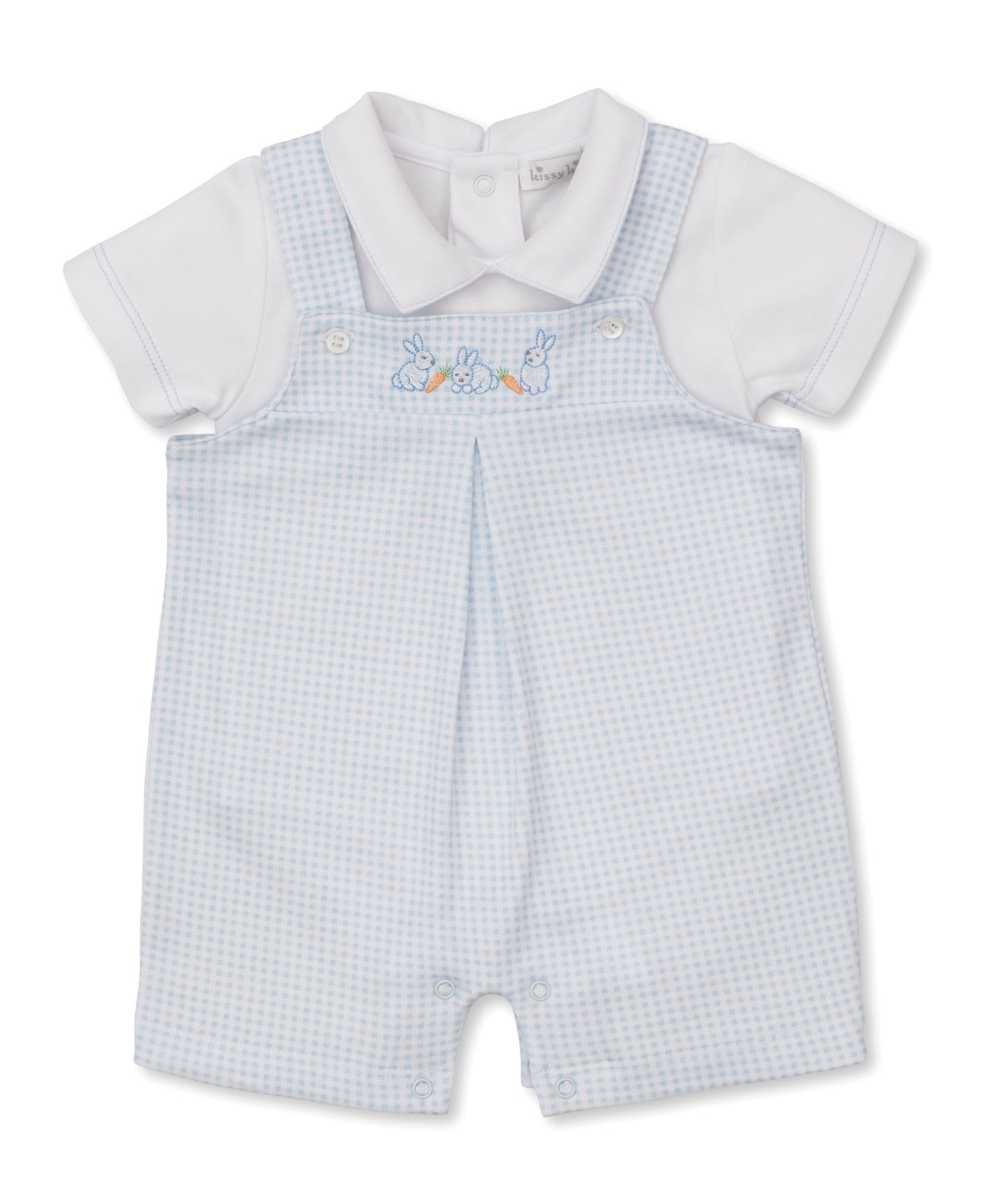 Kissy Kissy infant boy gingham short overalls set