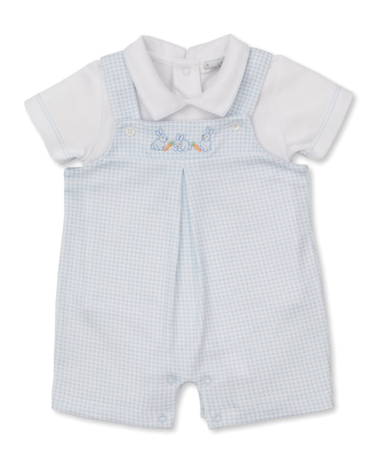 Kissy Kissy infant boy gingham short overalls set