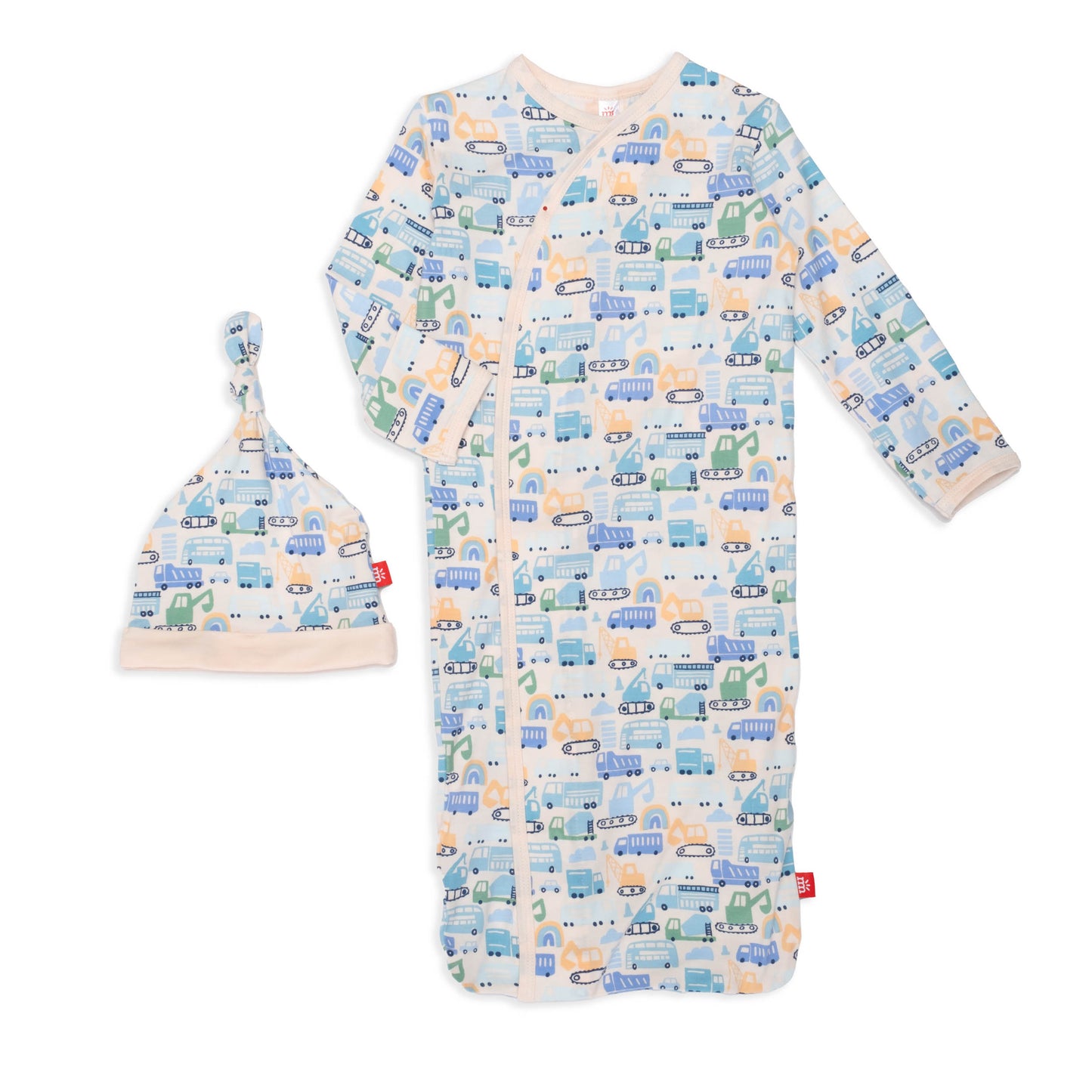 Magnetic Me infant boy as truck would have it gown & hat set